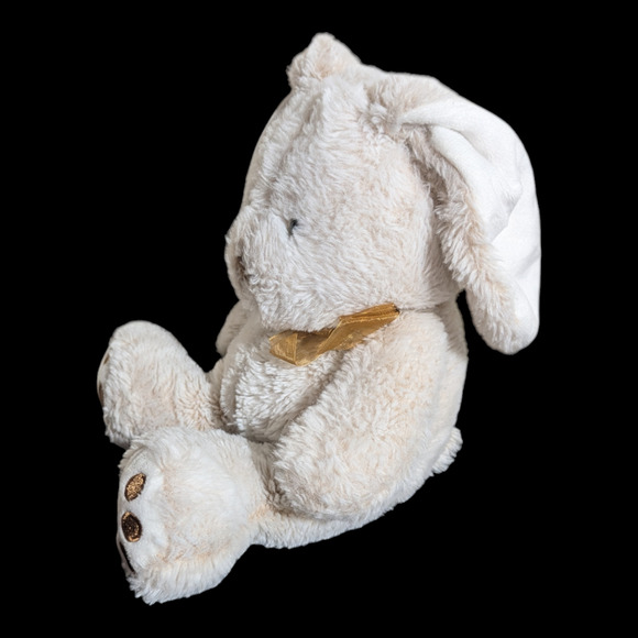 Easter Bunny Fuzzy Plushie Stuffed Animal With Bow - Picture 3 of 7